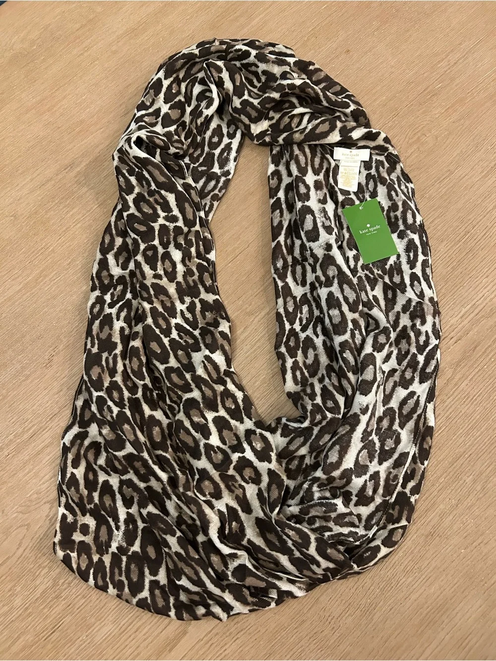 kate spade Leopard-Print Infinity Scarf in Brown and Cream